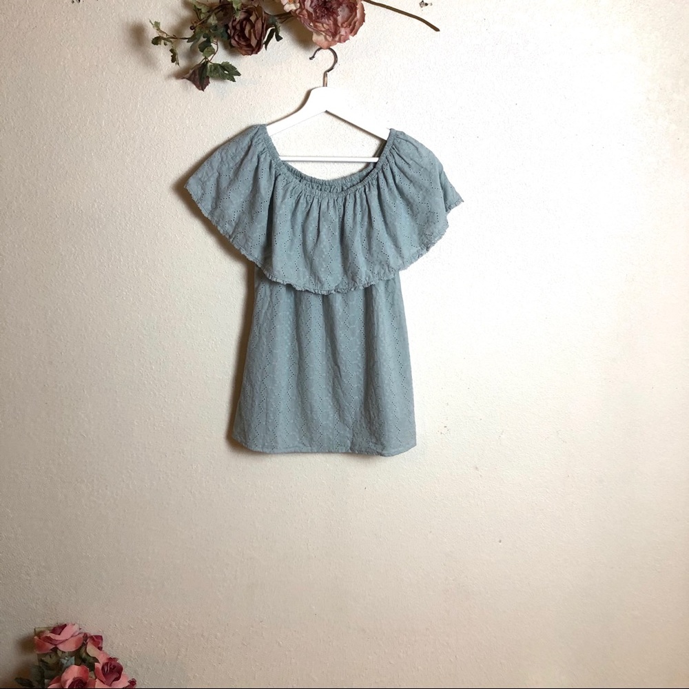 Knox Rose Boho Green Blue Top Blouse Cotton M 🌾